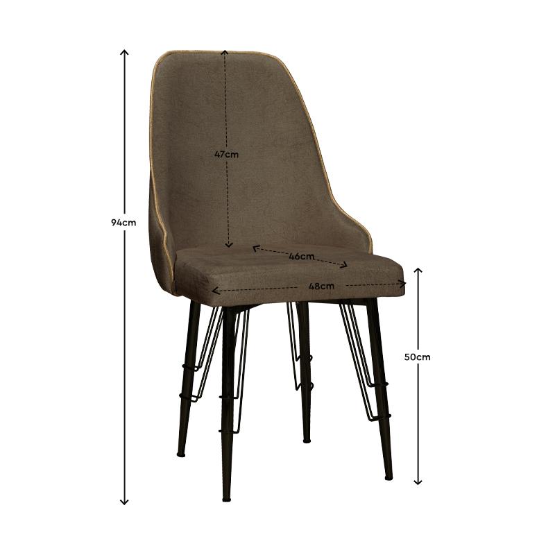 ΚΑΡΕΚΛΑ ΤΡΑΠΕΖΑΡΙΑΣ Zoe ΚΑΦΕ ΥΦΑΣΜΑ ΜΕ ΜΠΕΖ ΡΙΓΑ ΚΑΙ ΜΑΥΡΑ ΠΟΔΙΑ 48x50x94εκ - Image 3