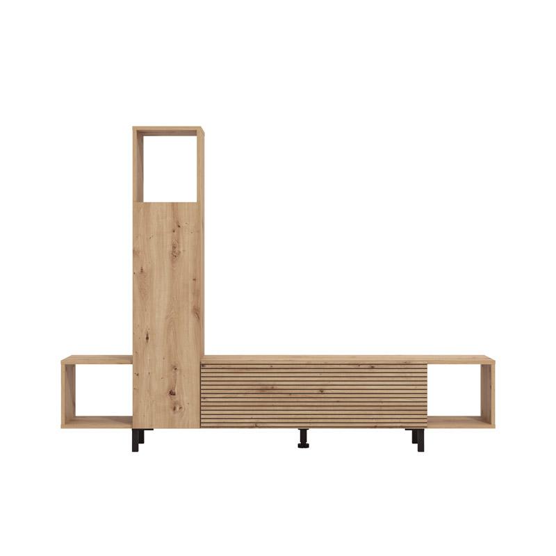 ΚΕΝΤΡΟ ΨΥΧΑΓΩΓΙΑΣ-ΣΥΝΘΕΣΗ ANDROS ARTISAN OAK-ARTISAN OAK ΜΕ ΜΑΥΡΕΣ ΓΡΑΜΜΕΣ 184x30x138εκ - Image 3