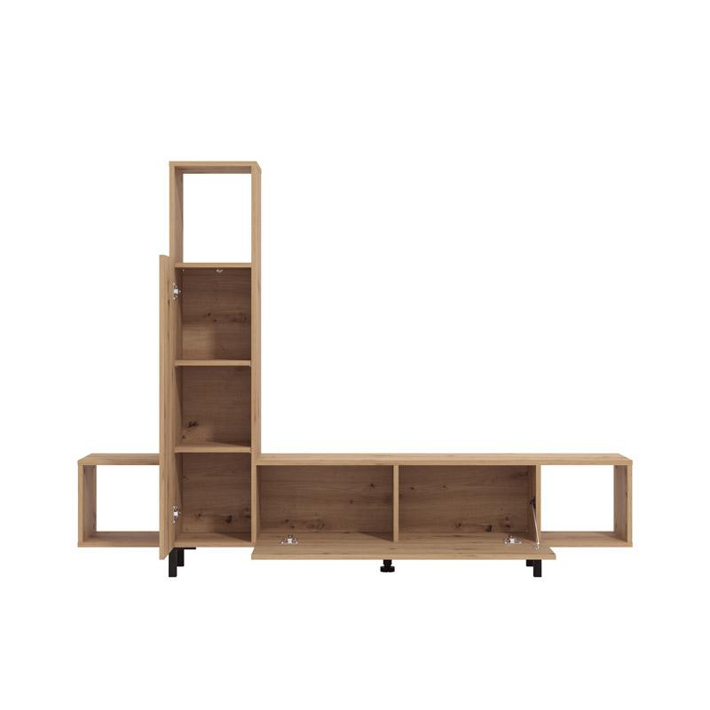 ΚΕΝΤΡΟ ΨΥΧΑΓΩΓΙΑΣ-ΣΥΝΘΕΣΗ ANDROS ARTISAN OAK-ARTISAN OAK ΜΕ ΜΑΥΡΕΣ ΓΡΑΜΜΕΣ 184x30x138εκ - Image 4