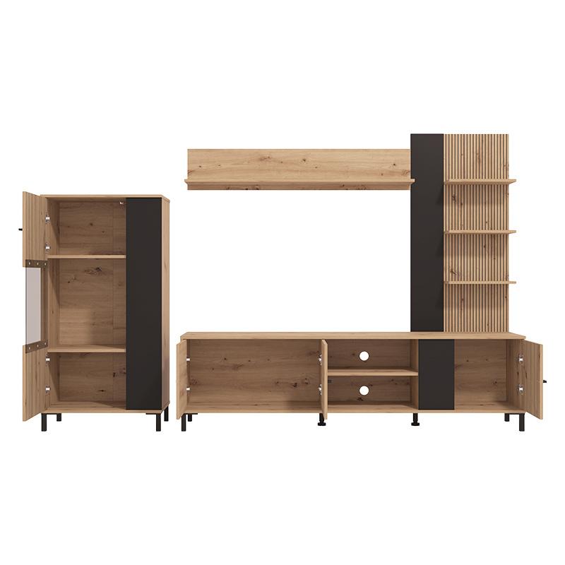 ΚΕΝΤΡΟ ΨΥΧΑΓΩΓΙΑΣ-ΣΥΝΘΕΣΗ AVIGNON ARTISAN OAK-ARTISAN OAK ΜΕ ΜΑΥΡΕΣ ΓΡΑΜΜΕΣ-ΜΑΥΡΟ 263x40x167εκ - Image 3