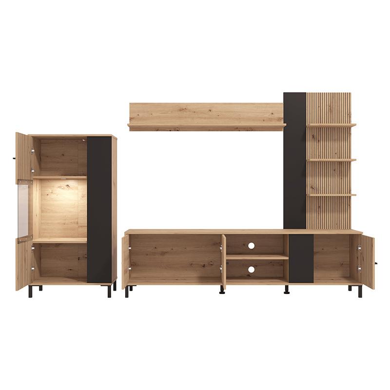 ΚΕΝΤΡΟ ΨΥΧΑΓΩΓΙΑΣ-ΣΥΝΘΕΣΗ AVIGNON ARTISAN OAK-ARTISAN OAK ΜΕ ΜΑΥΡΕΣ ΓΡΑΜΜΕΣ-ΜΑΥΡΟ 263x40x167εκ - Image 7