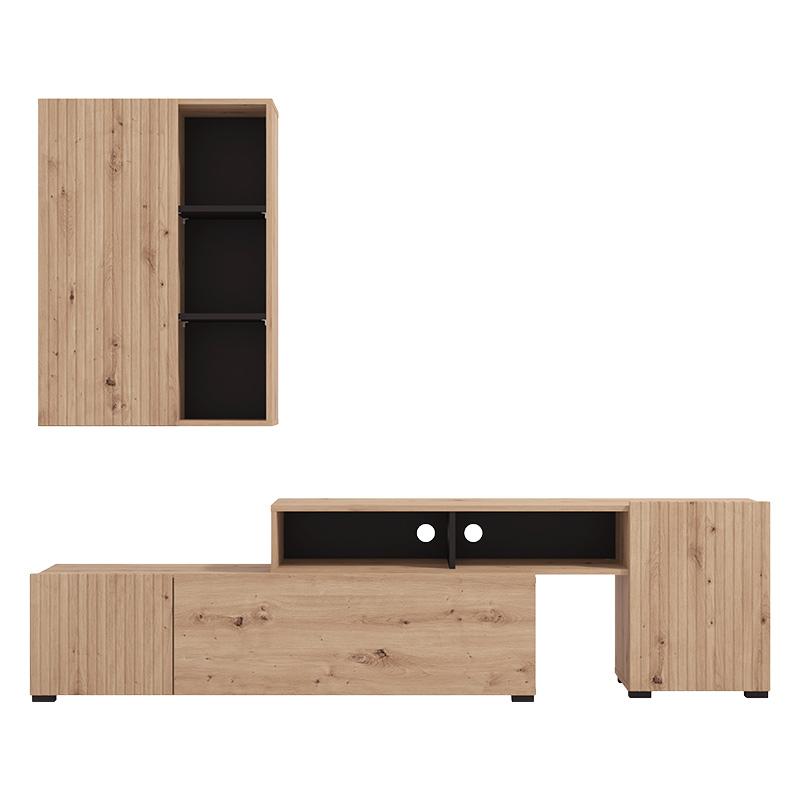 ΚΕΝΤΡΟ ΨΥΧΑΓΩΓΙΑΣ-ΣΥΝΘΕΣΗ BALOS ARTISAN OAK-ΜΑΥΡΟ 199x42x163εκ - Image 3