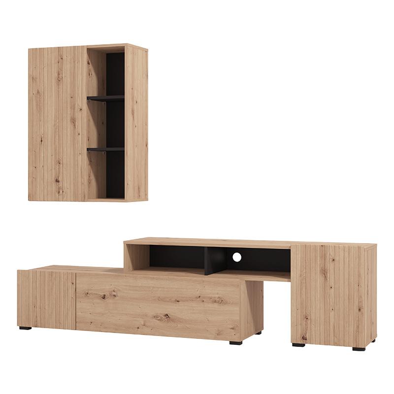 ΚΕΝΤΡΟ ΨΥΧΑΓΩΓΙΑΣ-ΣΥΝΘΕΣΗ BALOS ARTISAN OAK-ΜΑΥΡΟ 199x42x163εκ - Image 5