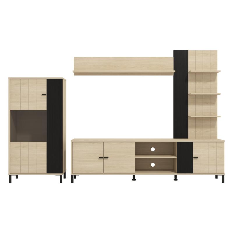 ΚΕΝΤΡΟ ΨΥΧΑΓΩΓΙΑΣ-ΣΥΝΘΕΣΗ CAMARGUE OAK-BLACK OAK 263x40x167εκ - Image 3