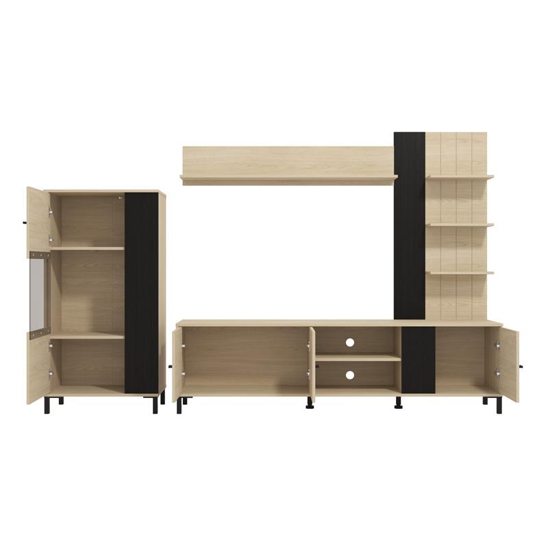 ΚΕΝΤΡΟ ΨΥΧΑΓΩΓΙΑΣ-ΣΥΝΘΕΣΗ CAMARGUE OAK-BLACK OAK 263x40x167εκ - Image 4