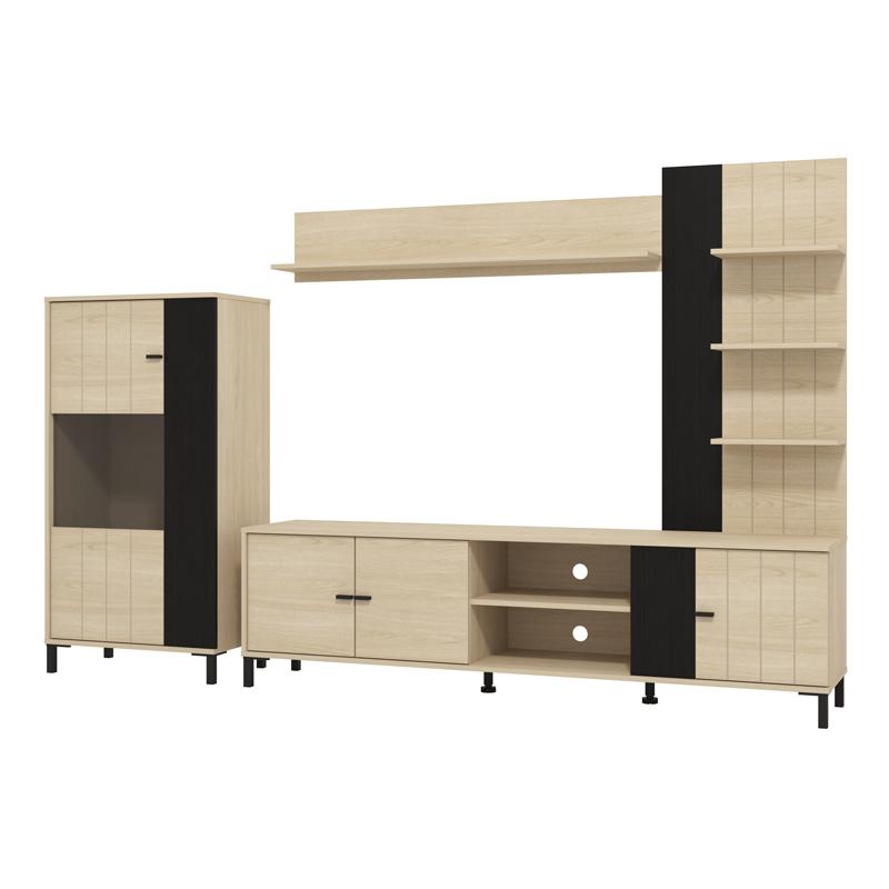 ΚΕΝΤΡΟ ΨΥΧΑΓΩΓΙΑΣ-ΣΥΝΘΕΣΗ CAMARGUE OAK-BLACK OAK 263x40x167εκ - Image 5