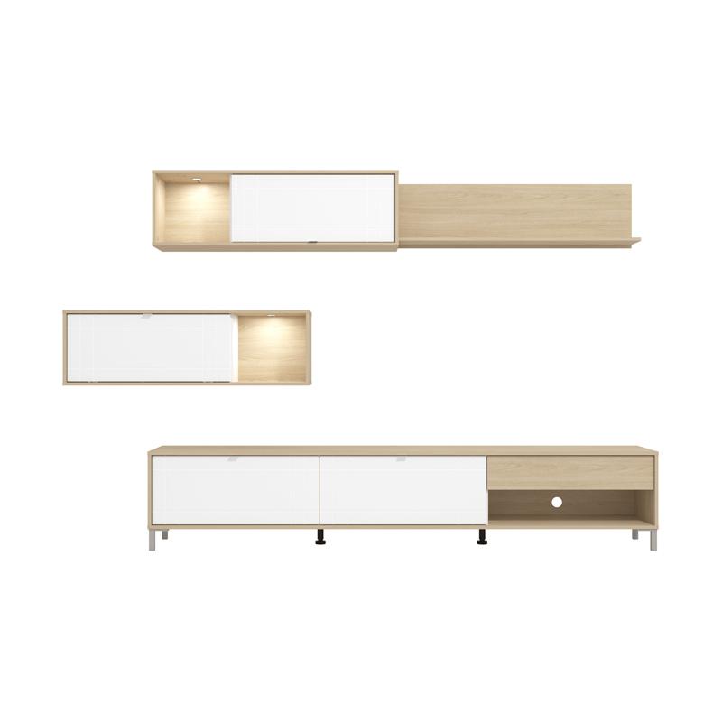 ΚΕΝΤΡΟ ΨΥΧΑΓΩΓΙΑΣ-ΣΥΝΘΕΣΗ CAMBRIDGE ΛΕΥΚΟ-OAK 234x40x197εκ - Image 3