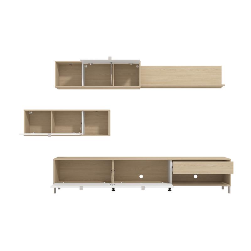 ΚΕΝΤΡΟ ΨΥΧΑΓΩΓΙΑΣ-ΣΥΝΘΕΣΗ CAMBRIDGE ΛΕΥΚΟ-OAK 234x40x197εκ - Image 4