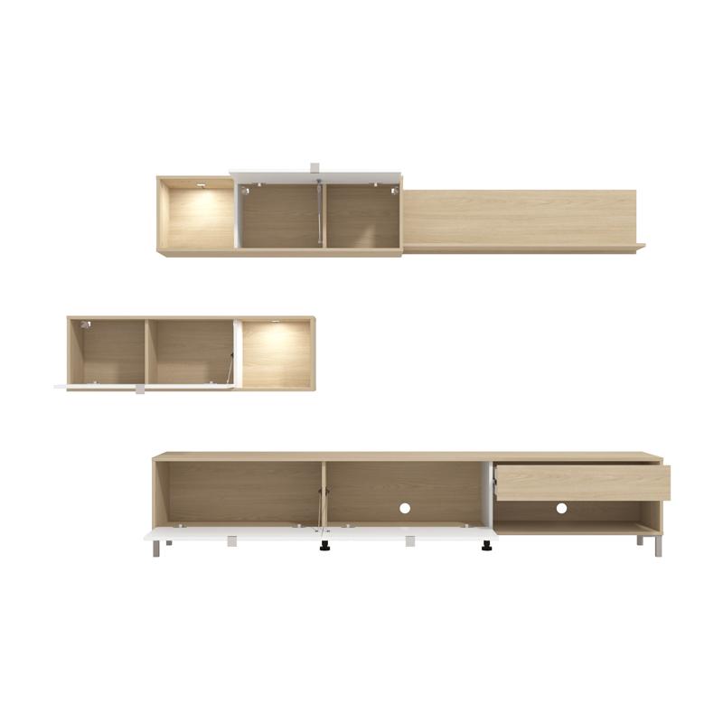 ΚΕΝΤΡΟ ΨΥΧΑΓΩΓΙΑΣ-ΣΥΝΘΕΣΗ CAMBRIDGE ΛΕΥΚΟ-OAK 234x40x197εκ - Image 5