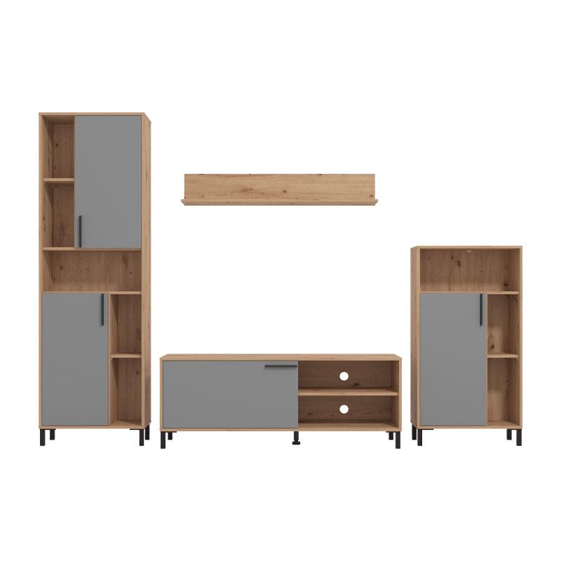 ΚΕΝΤΡΟ ΨΥΧΑΓΩΓΙΑΣ-ΣΥΝΘΕΣΗ CANTAL ARTISAN OAK-ΓΚΡΙ ΓΡΑΦΙΤΗΣ 279x38x192,5εκ - Image 3