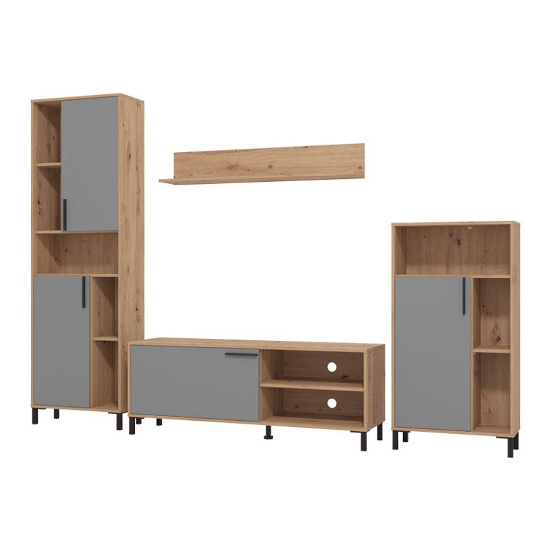 ΚΕΝΤΡΟ ΨΥΧΑΓΩΓΙΑΣ-ΣΥΝΘΕΣΗ CANTAL ARTISAN OAK-ΓΚΡΙ ΓΡΑΦΙΤΗΣ 279x38x192,5εκ - Image 4