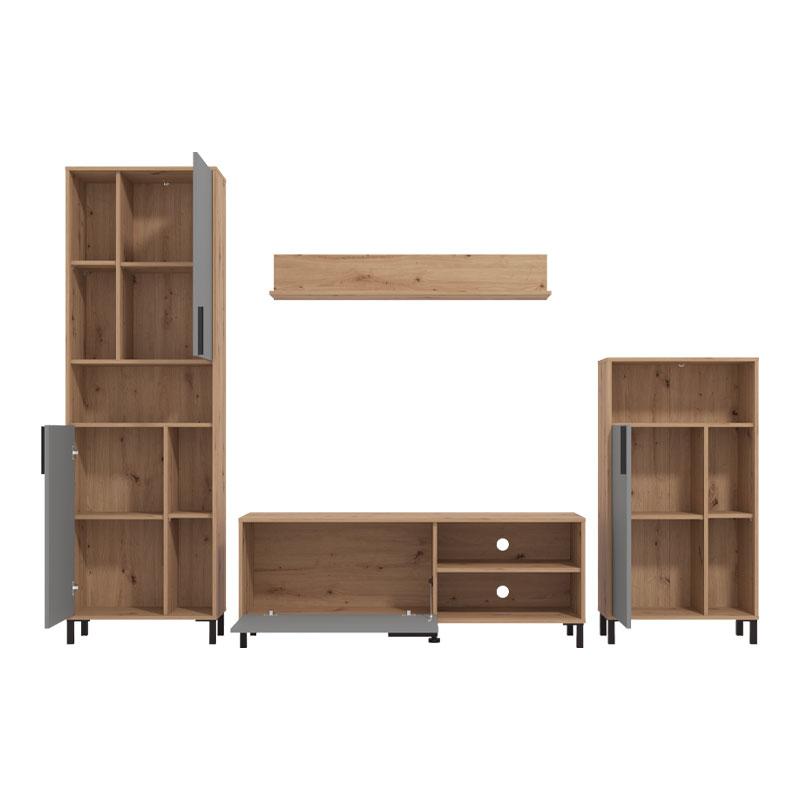 ΚΕΝΤΡΟ ΨΥΧΑΓΩΓΙΑΣ-ΣΥΝΘΕΣΗ CANTAL ARTISAN OAK-ΓΚΡΙ ΓΡΑΦΙΤΗΣ 279x38x192,5εκ - Image 5