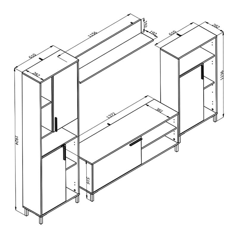 ΚΕΝΤΡΟ ΨΥΧΑΓΩΓΙΑΣ-ΣΥΝΘΕΣΗ CANTAL ARTISAN OAK-ΓΚΡΙ ΓΡΑΦΙΤΗΣ 279x38x192,5εκ - Image 7
