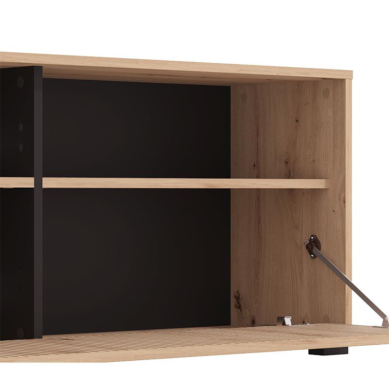 ΚΕΝΤΡΟ ΨΥΧΑΓΩΓΙΑΣ-ΣΥΝΘΕΣΗ CHANIA ARTISAN OAK-ARTISAN OAK ΜΕ ΜΑΥΡΕΣ ΓΡΑΜΜΕΣ-ΜΑΥΡΟ 196x33x140εκ xtrt - Image 6