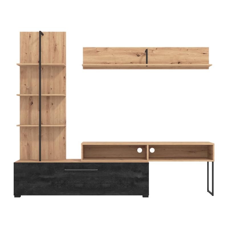 ΚΕΝΤΡΟ ΨΥΧΑΓΩΓΙΑΣ-ΣΥΝΘΕΣΗ EVORA ARTISAN OAK-CARBON 205x41x173εκ - Image 3