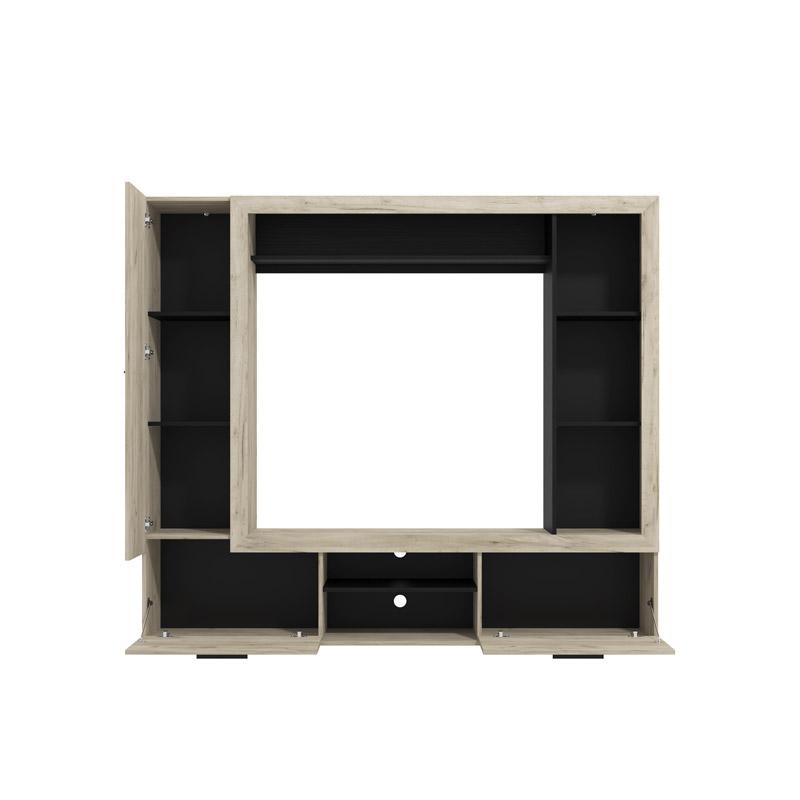 ΚΕΝΤΡΟ ΨΥΧΑΓΩΓΙΑΣ-ΣΥΝΘΕΣΗ LORCA GREY OAK / ΜΑΥΡΟ 195x35x171εκ - Image 3
