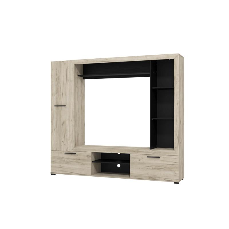 ΚΕΝΤΡΟ ΨΥΧΑΓΩΓΙΑΣ-ΣΥΝΘΕΣΗ LORCA GREY OAK / ΜΑΥΡΟ 195x35x171εκ - Image 4