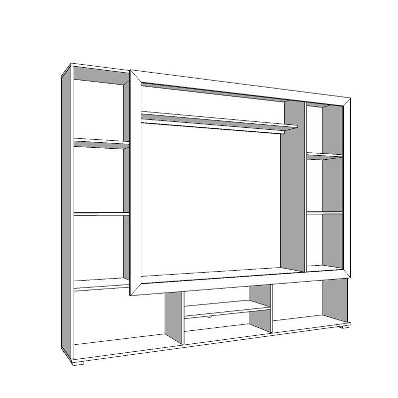 ΚΕΝΤΡΟ ΨΥΧΑΓΩΓΙΑΣ-ΣΥΝΘΕΣΗ LORCA GREY OAK / ΜΑΥΡΟ 195x35x171εκ - Image 5