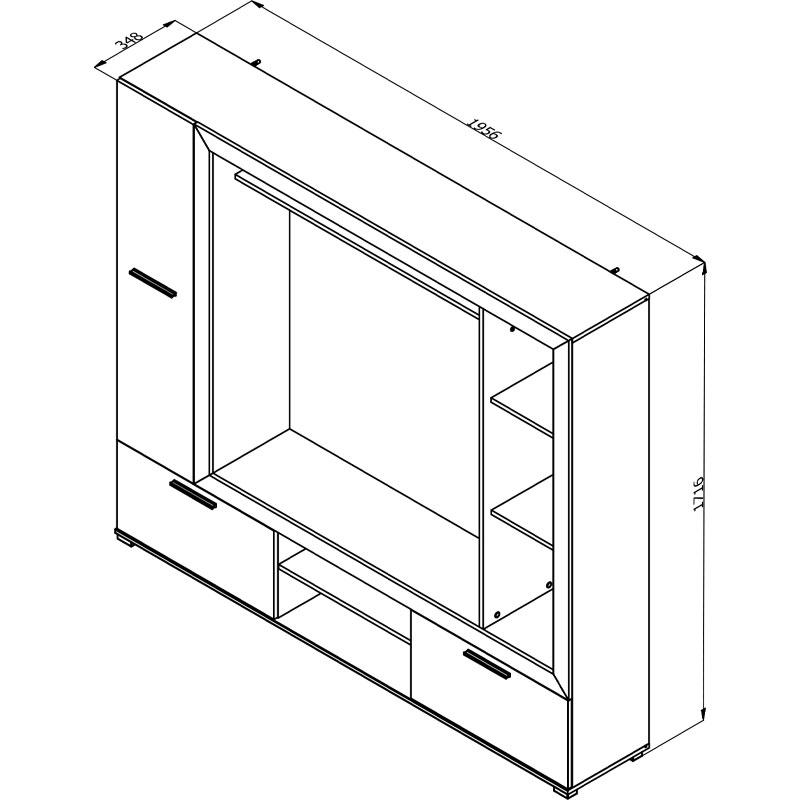 ΚΕΝΤΡΟ ΨΥΧΑΓΩΓΙΑΣ-ΣΥΝΘΕΣΗ LORCA GREY OAK / ΜΑΥΡΟ 195x35x171εκ - Image 6