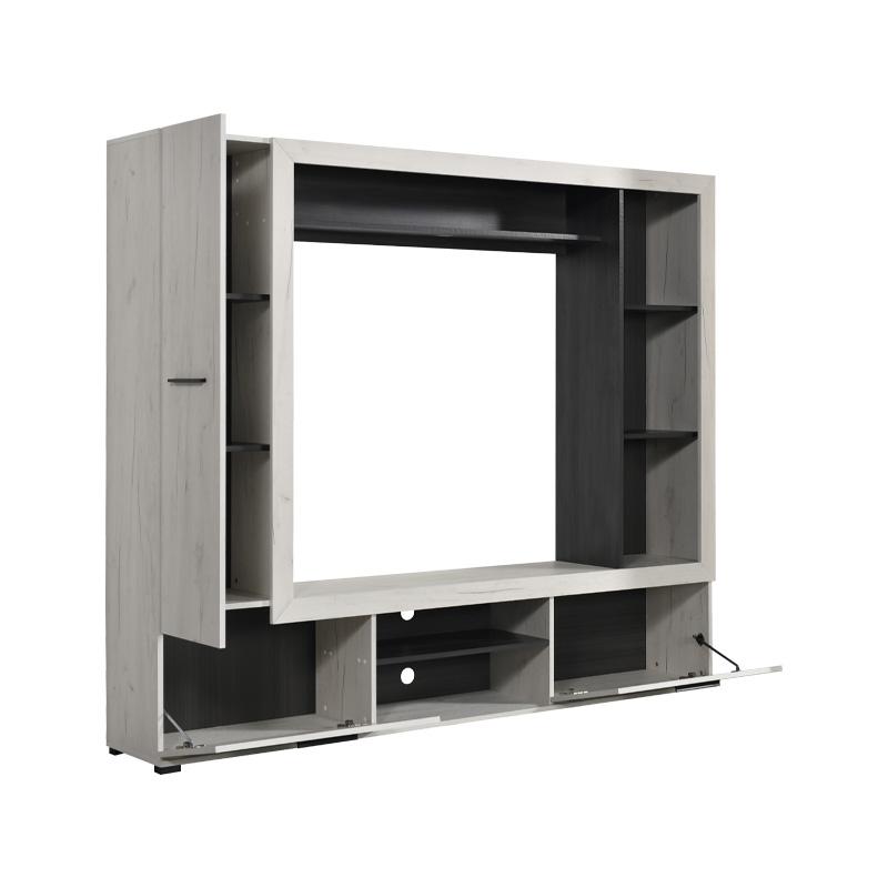 ΚΕΝΤΡΟ ΨΥΧΑΓΩΓΙΑΣ-ΣΥΝΘΕΣΗ LORCA WHITE OAK / ΜΑΥΡΟ 195.5x35x171.5εκ - Image 4