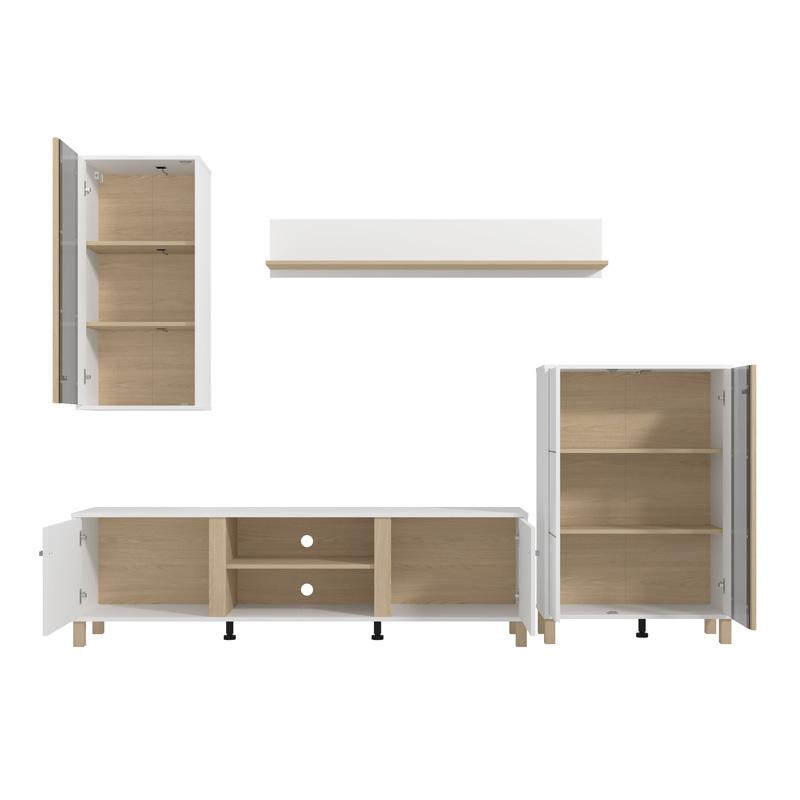 ΚΕΝΤΡΟ ΨΥΧΑΓΩΓΙΑΣ-ΣΥΝΘΕΣΗ PECKHAM ΛΕΥΚΟ-OAK 260x40x183εκ - Image 4
