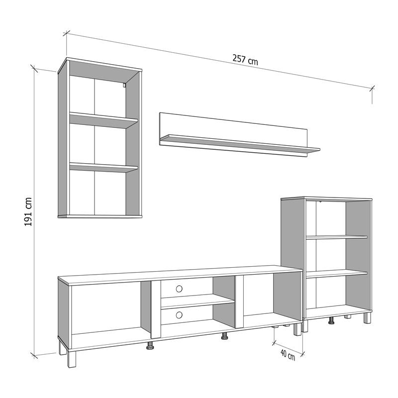 ΚΕΝΤΡΟ ΨΥΧΑΓΩΓΙΑΣ-ΣΥΝΘΕΣΗ PECKHAM ΛΕΥΚΟ-OAK 260x40x183εκ - Image 6
