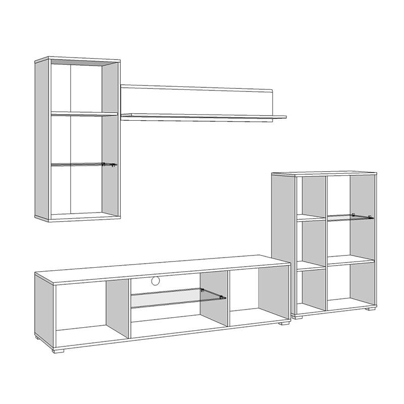 ΚΕΝΤΡΟ ΨΥΧΑΓΩΓΙΑΣ-ΣΥΝΘΕΣΗ PRATO ΛΕΥΚΟ-ΜΑΥΡΟ-ΛΕΥΚΗ ΛΑΚΑ 264x41x182εκ - Image 7