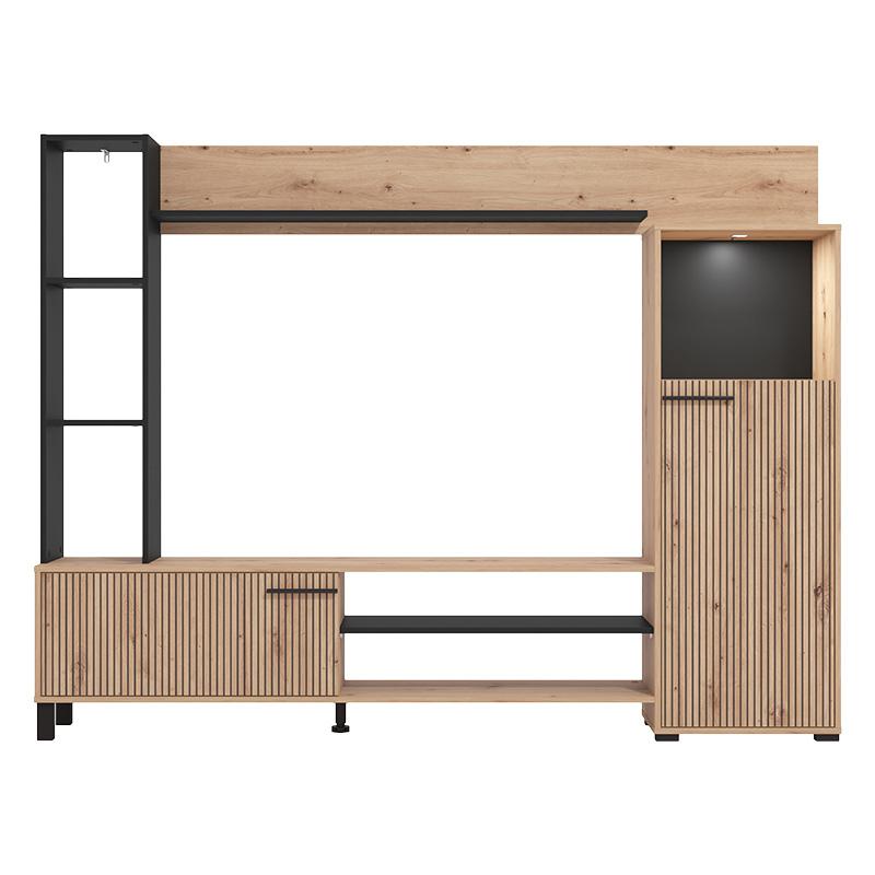 ΚΕΝΤΡΟ ΨΥΧΑΓΩΓΙΑΣ-ΣΥΝΘΕΣΗ RETIMNO ARTISAN OAK-ARTISAN OAK ΜΕ ΜΑΥΡΕΣ ΓΡΑΜΜΕΣ-ΜΑΥΡΟ 208x33x158εκ - Image 7