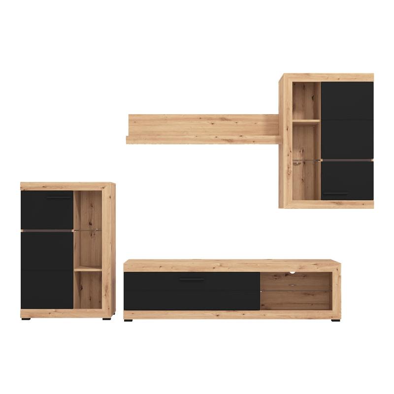 ΚΕΝΤΡΟ ΨΥΧΑΓΩΓΙΑΣ-ΣΥΝΘΕΣΗ ROSSO ARTISAN OAK-BLACK ΜΑΤT FOIL 266x41x186εκ - Image 3
