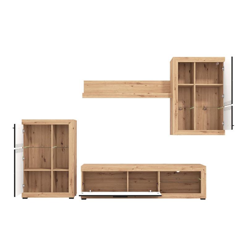 ΚΕΝΤΡΟ ΨΥΧΑΓΩΓΙΑΣ-ΣΥΝΘΕΣΗ ROSSO ARTISAN OAK-BLACK ΜΑΤT FOIL 266x41x186εκ - Image 4