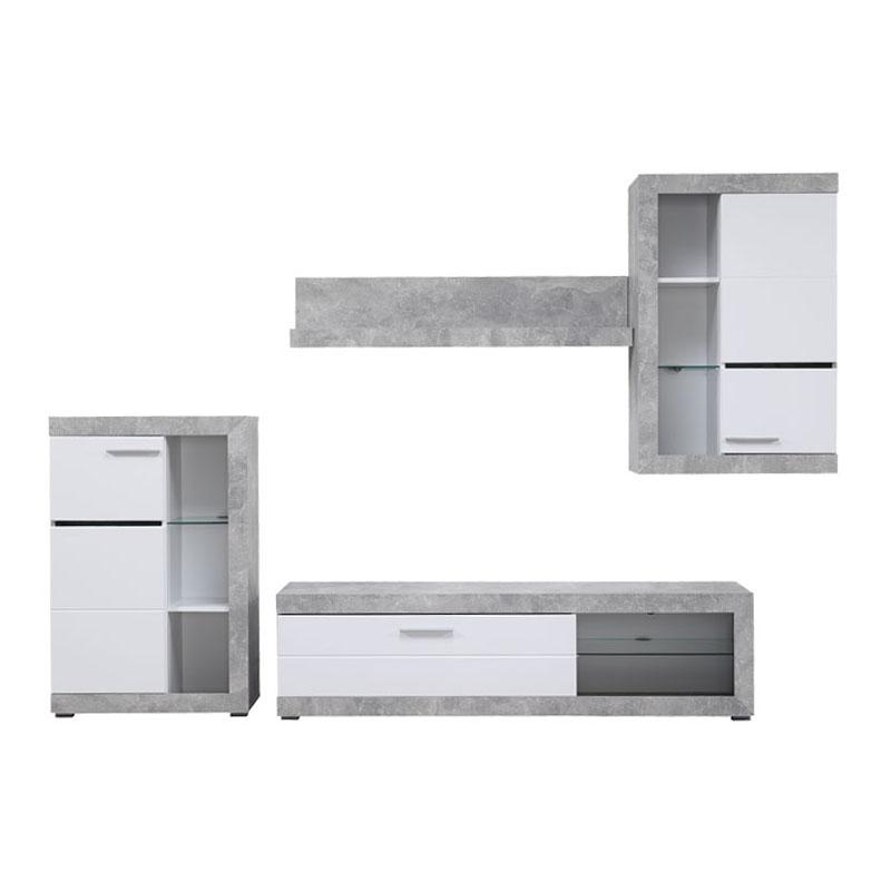 ΚΕΝΤΡΟ ΨΥΧΑΓΩΓΙΑΣ-ΣΥΝΘΕΣΗ ROSSO ΛΕΥΚΟ-ΓΚΡΙ CONCRETE-ΛΕΥΚΗ ΛΑΚΑ 266x41x186εκ - Image 3