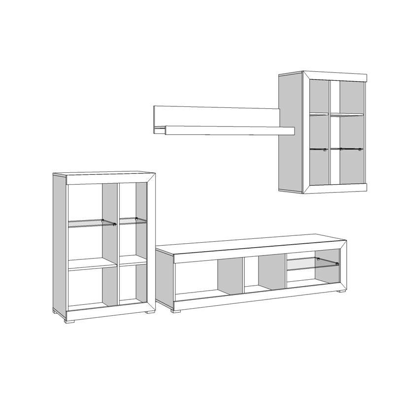 ΚΕΝΤΡΟ ΨΥΧΑΓΩΓΙΑΣ-ΣΥΝΘΕΣΗ ROSSO ΛΕΥΚΟ-ΓΚΡΙ CONCRETE-ΛΕΥΚΗ ΛΑΚΑ 266x41x186εκ - Image 5