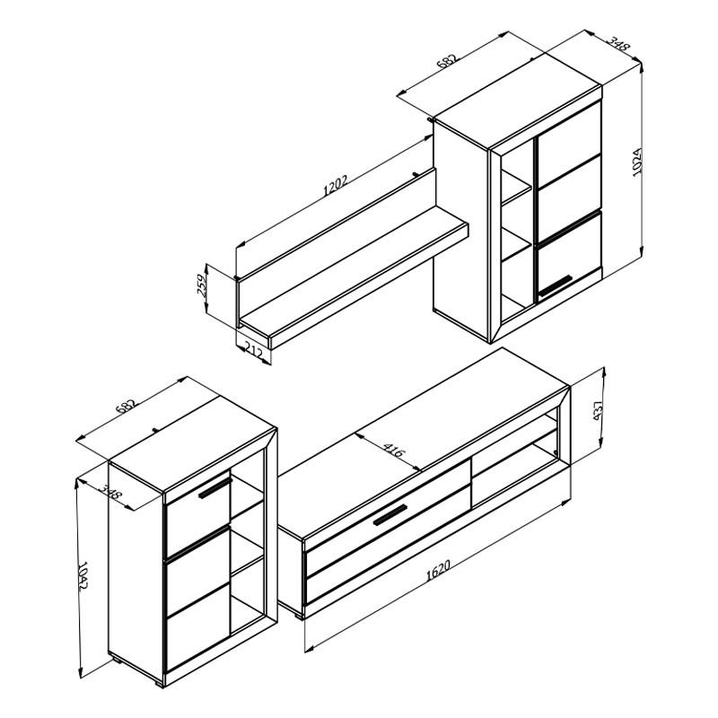 ΚΕΝΤΡΟ ΨΥΧΑΓΩΓΙΑΣ-ΣΥΝΘΕΣΗ ROSSO ΛΕΥΚΟ-ΓΚΡΙ CONCRETE-ΛΕΥΚΗ ΛΑΚΑ 266x41x186εκ - Image 6