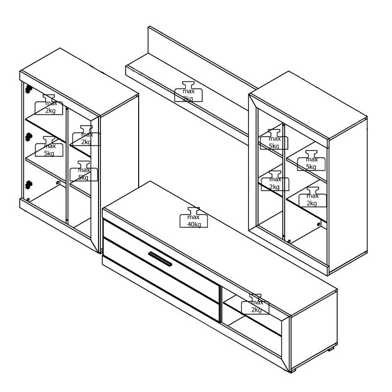ΚΕΝΤΡΟ ΨΥΧΑΓΩΓΙΑΣ-ΣΥΝΘΕΣΗ ROSSO ΛΕΥΚΟ-ΓΚΡΙ CONCRETE-ΛΕΥΚΗ ΛΑΚΑ 266x41x186εκ - Image 7