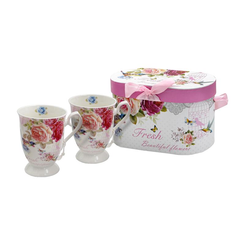 ΚΕΡΑΜΙΚΗ ΚΟΥΠΑ ΣΕΤ 2 ΤΕΜ ΣΕ ΚΟΥΤΙ FL3066 FLORAL 12x11εκ