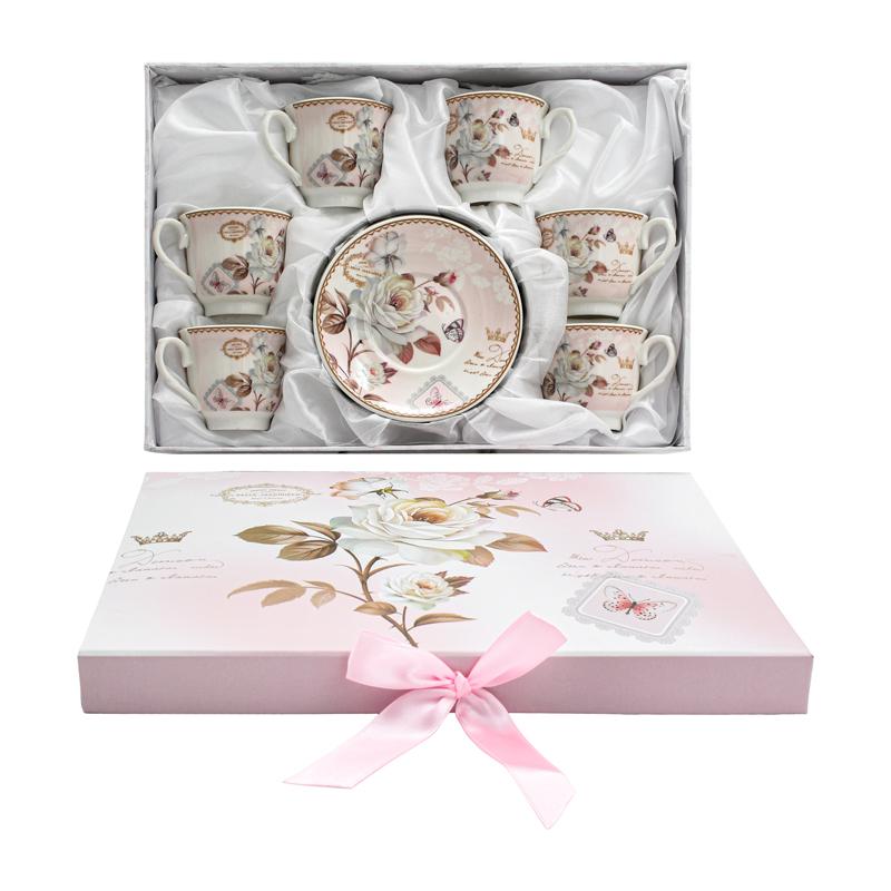 ΚΕΡΑΜΙΚO ΣΕΤ ΚΑΦΕ 6 ΤΕΜ ΣΕ ΚΟΥΤΙ FL906008 FLORAL 6x6εκ