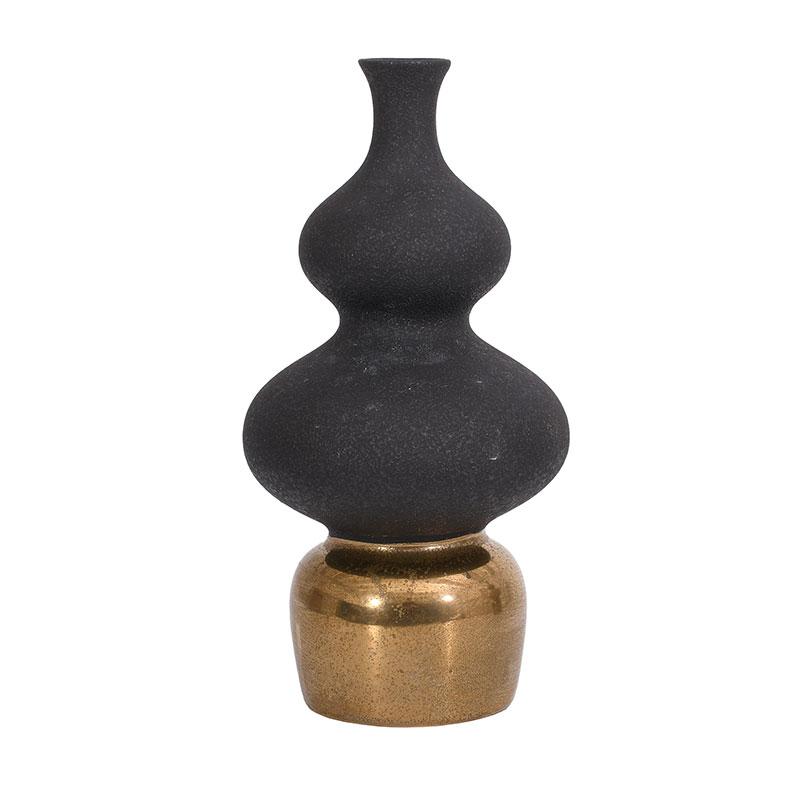 ΚΕΡΑΜΙΚΟ ΒΑΖΟ FL0399 ΜΑΥΡΟ-ΧΡΥΣΟ ΧΡΩΜΑ 19x19x37εκ