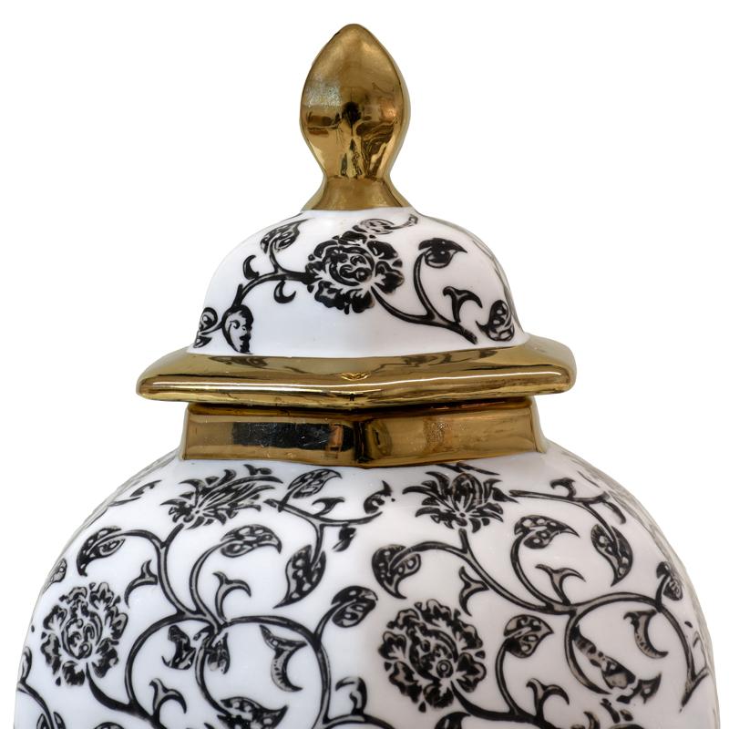 ΚΕΡΑΜΙΚΟ ΒΑΖΟ FL22424 ΜΑΥΡΟ-ΛΕΥΚΟ-ΧΡΥΣΟ ΧΡΩΜΑ 21x32εκ - Image 3