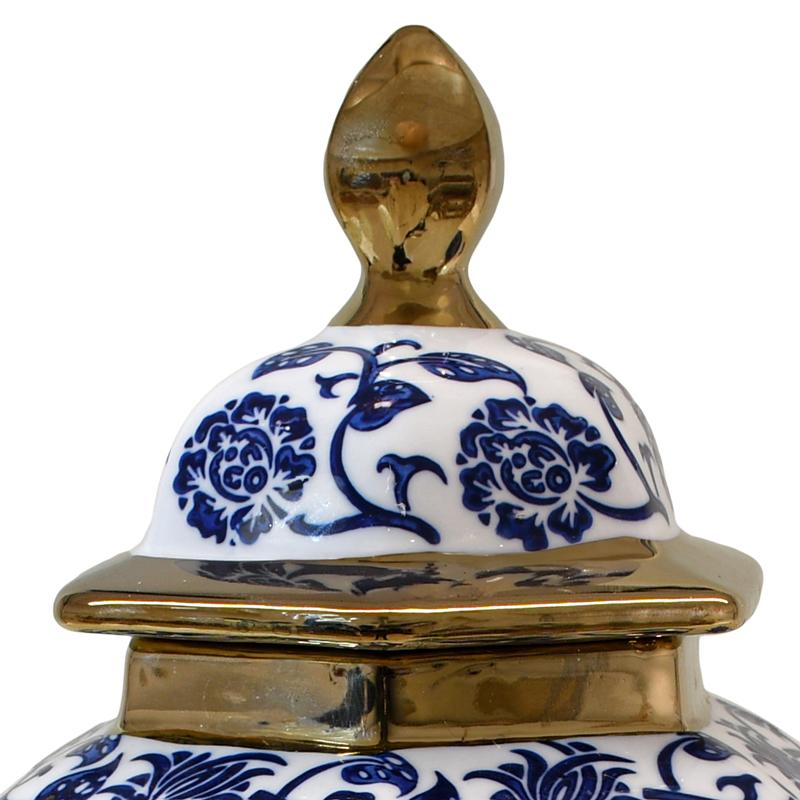 ΚΕΡΑΜΙΚΟ ΒΑΖΟ FL22424 ΜΠΛΕ-ΛΕΥΚΟ-ΧΡΥΣΟ ΧΡΩΜΑ 21x32εκ - Image 4