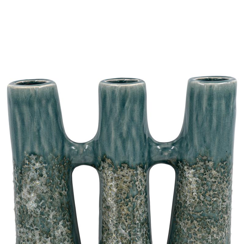 ΚΕΡΑΜΙΚΟ ΒΑΖΟ FL3205 ΠΡΑΣΙΝΟ-ΓΚΡΙ ΧΡΩΜΑ 24x12x30εκ - Image 3