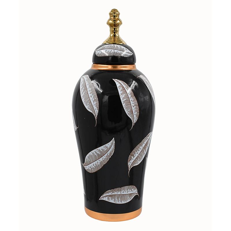 ΚΕΡΑΜΙΚΟ ΒΑΖΟ FL7009 ΜΑΥΡΟ-ΛΕΥΚΟ-ΧΡΥΣΟ ΧΡΩΜΑ 17x41εκ