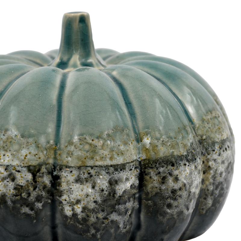 ΚΕΡΑΜΙΚΟ ΔΙΑΚΟΣΜΗΤΙΚΟ Pumpkin ΠΡΑΣΙΝΟ-ΓΚΡΙ ΧΡΩΜΑ 15x10εκ - Image 3