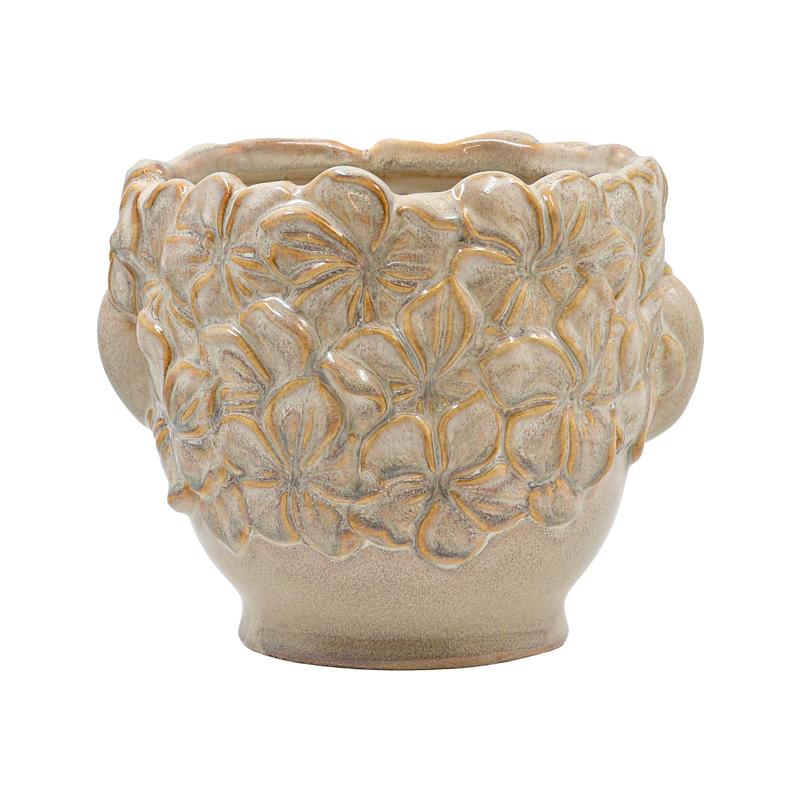 ΚΕΡΑΜΙΚΟ ΚΑΣΠΟ FL056 ΣΕ ΣΧΗΜΑ ΚΕΦΑΛΙΟΥ ΜΕ FLORAL ΣΤΕΦΑΝΙ ΚΡΕΜ-ΧΡΥΣΟ ΧΡΩΜΑ 20x18x16εκ - Image 4