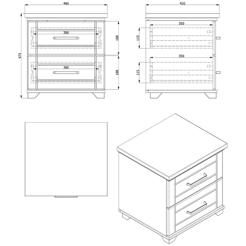 ΚΟΜΟΔΙΝΟ Astor NO1F Grey Oak - Λευκή Λάκα 53x35x46εκ - Image 7