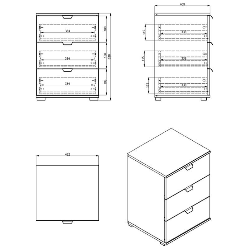 ΚΟΜΟΔΙΝΟ DUERO 3F ΓΚΡΙ ΓΡΑΦΙΤΗ 45x40x63εκ - Image 6