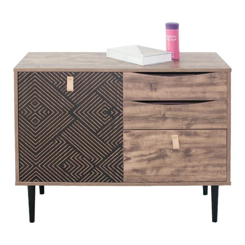 ΚΟΜΟΤΑ "Home" ΜΑΥΡΟ ΜΕ GREY OAK 90x39.5x75εκ - Image 3