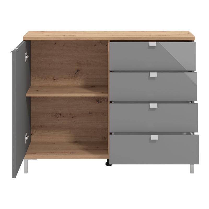 ΚΟΜΟΤΑ MARBELLA 2K4F ΓΚΡΙ ΓΡΑΦΙΤΗΣ-ARTISAN OAK-ΓΚΡΙ PAINTED GLASS 115.5*40*92εκ - Image 4