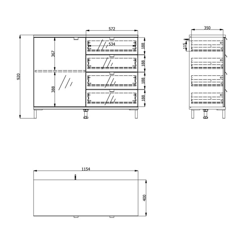ΚΟΜΟΤΑ MARBELLA 2K4F ΓΚΡΙ ΓΡΑΦΙΤΗΣ-ARTISAN OAK-ΓΚΡΙ PAINTED GLASS 115.5*40*92εκ - Image 6