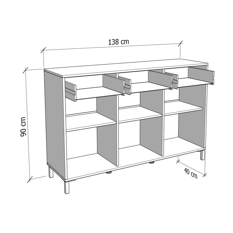 ΚΟΜΟΤΑ-ΜΠΟΥΦΕΣ ARBELA 3K3F3V LIGHT PORT OAK ΧΡΩΜΑ 138x40x90εκ - Image 6