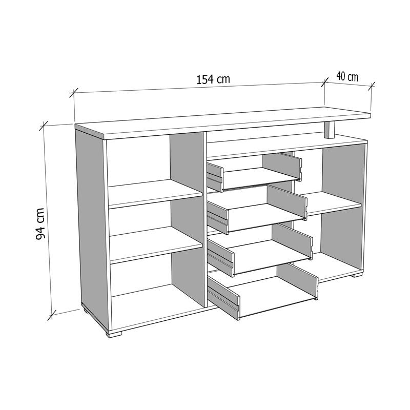 ΚΟΜΟΤΑ-ΜΠΟΥΦΕΣ ATERNO 154 3K4F2V ΛΕΥΚΟ/ARTISAN ΧΡΩΜΑ 154x40x94εκ - Image 6